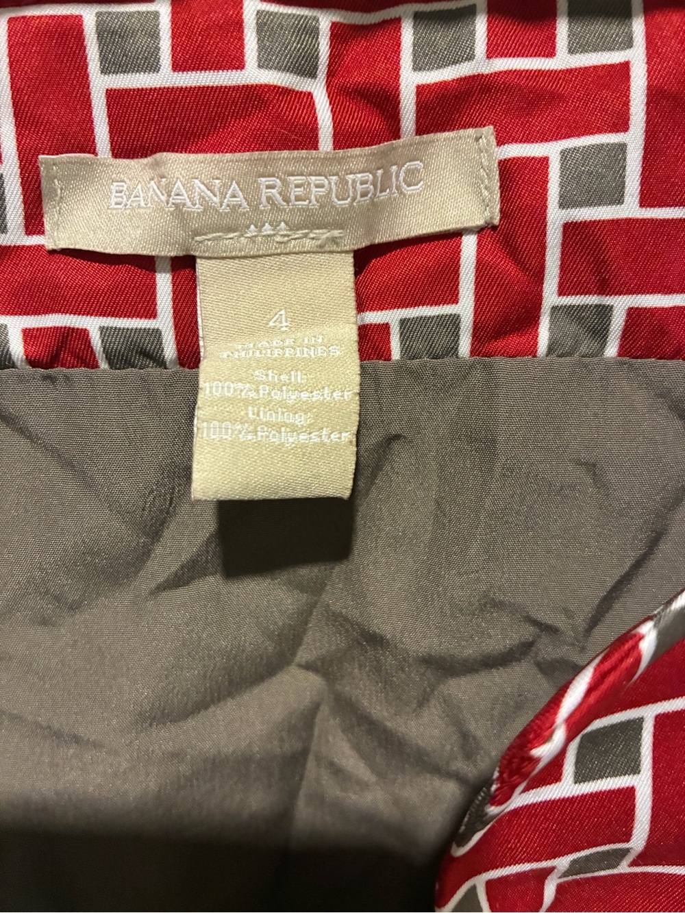 Banana Republic Red and Taupe Geometric Sleeveless Sheath Dress Size 4 - Picture 4 of 7